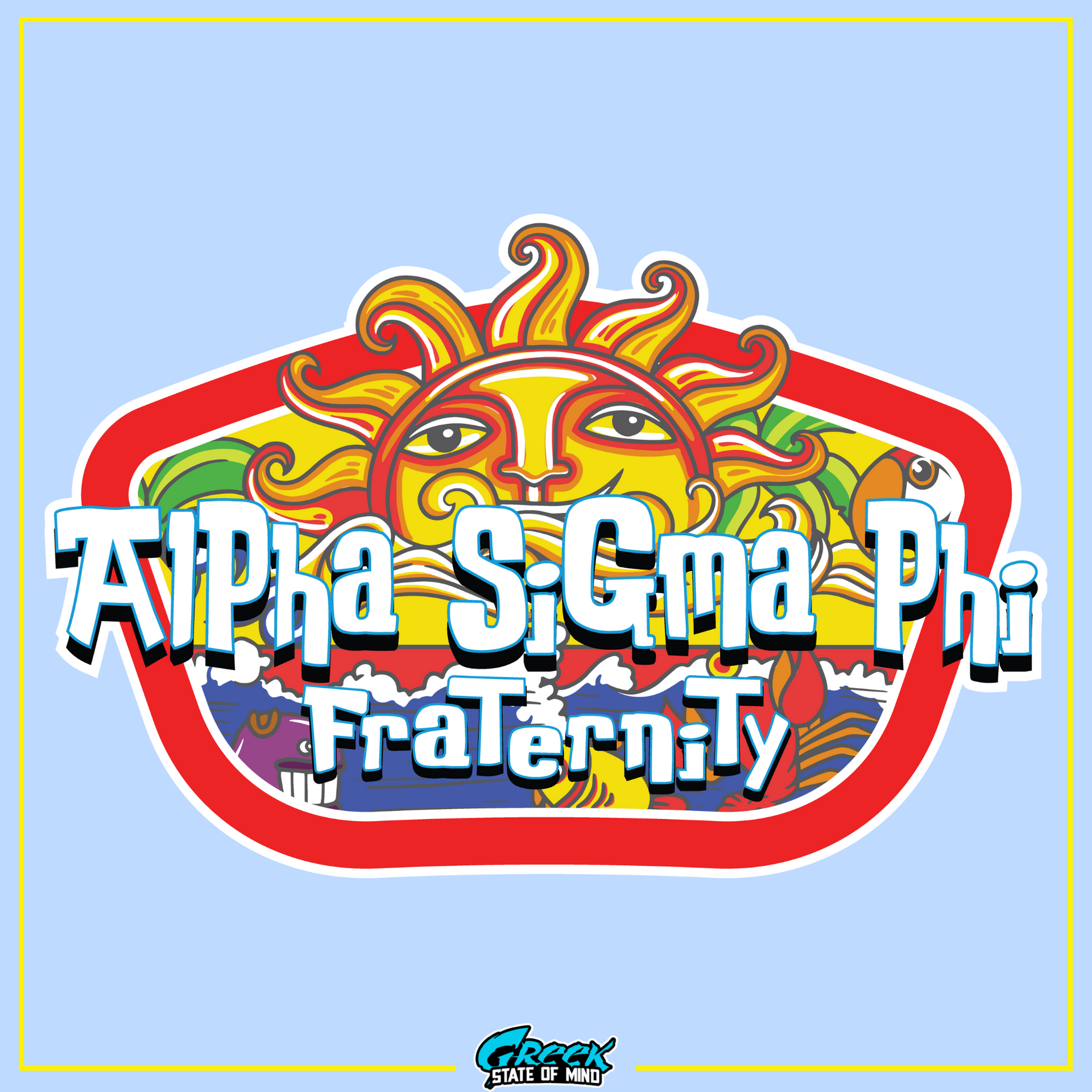 Alpha Sigma Phi Graphic Crewneck Sweatshirt | Summer Sol | Alpha Sigma Phi Crewneck Sweatshirt Fraternity Clothing design 