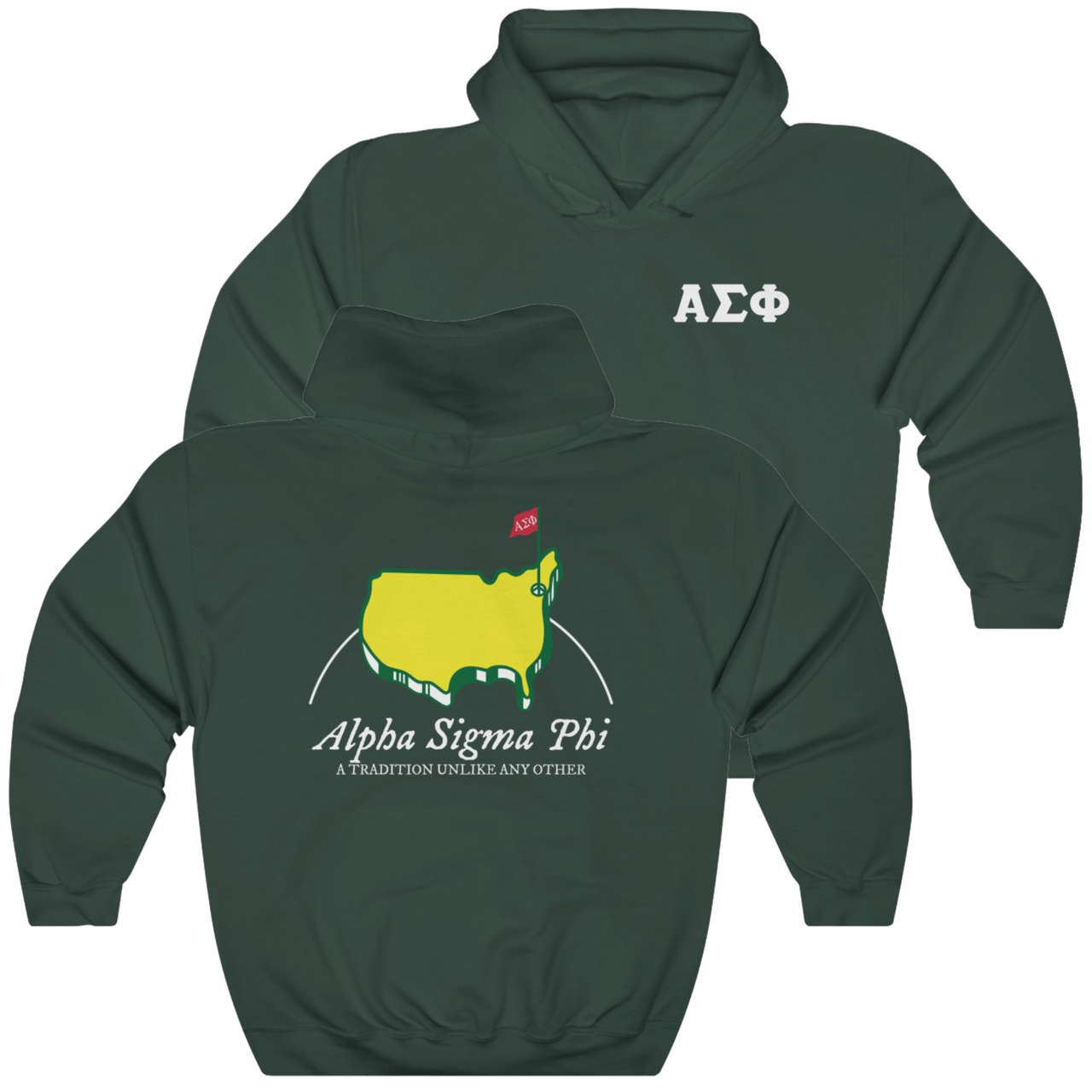 Green Alpha Sigma Phi Graphic Hoodie | The Masters | Alpha Sigma Phi Fraternity Hoodie 