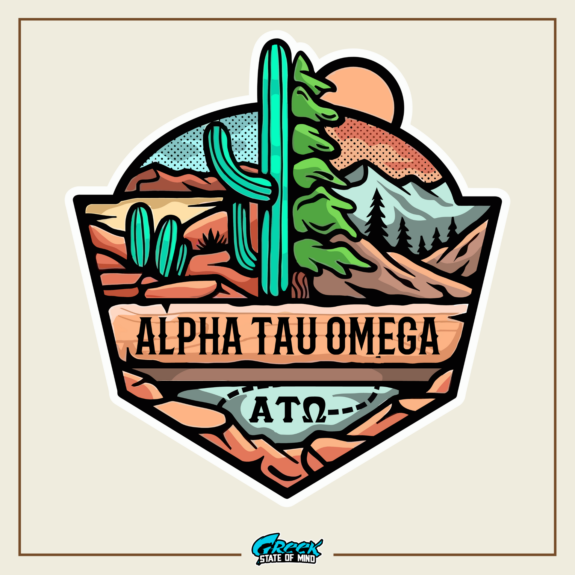 Alpha Tau Omega Graphic T-Shirt | Desert Mountains | Alpha Tau Omega Fraternity Merch  design 