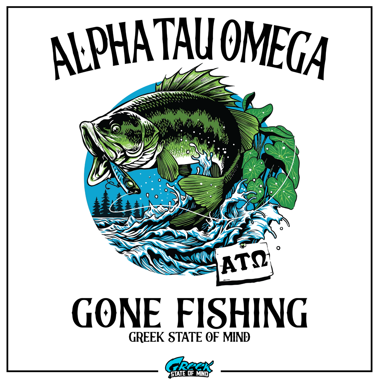 Alpha Tau Omega Graphic Hoodie | Gone Fishing | Alpha Tau Omega Fraternity Merch design 