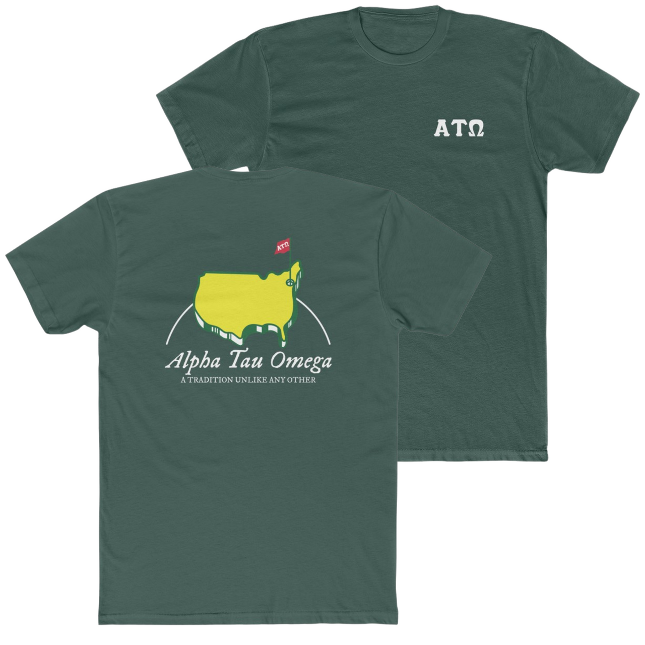 Green Alpha Tau Omega Graphic T-Shirt | The Masters | Alpha Tau Omega Fraternity Merchandise 