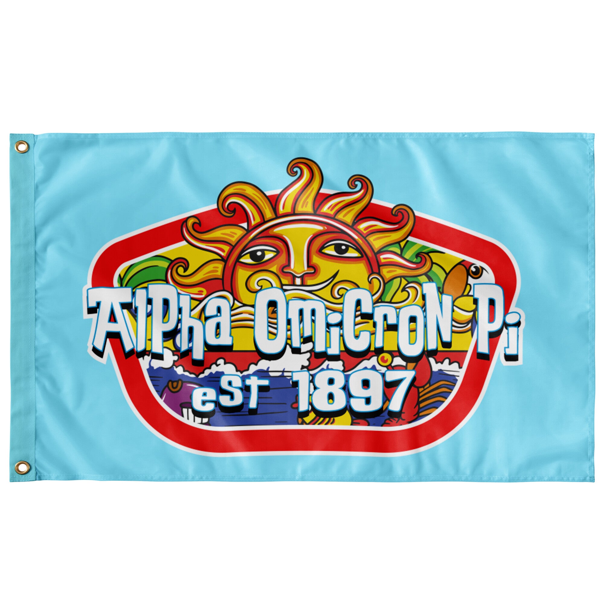 Alpha Omicron Pi Flag | Summer Sol | AOPI Flag for Dorms, Sorority Hou