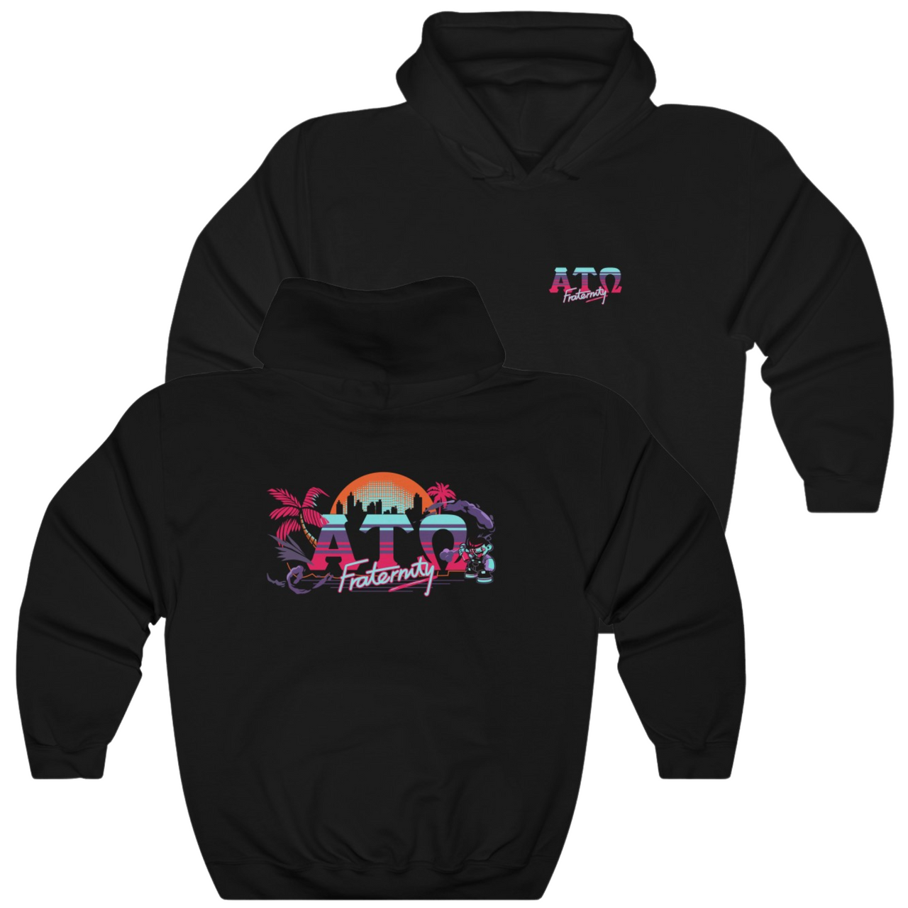 Black Alpha Tau Omega Graphic Hoodie | Jump Street | Alpha Tau Omega Fraternity Merchandise 