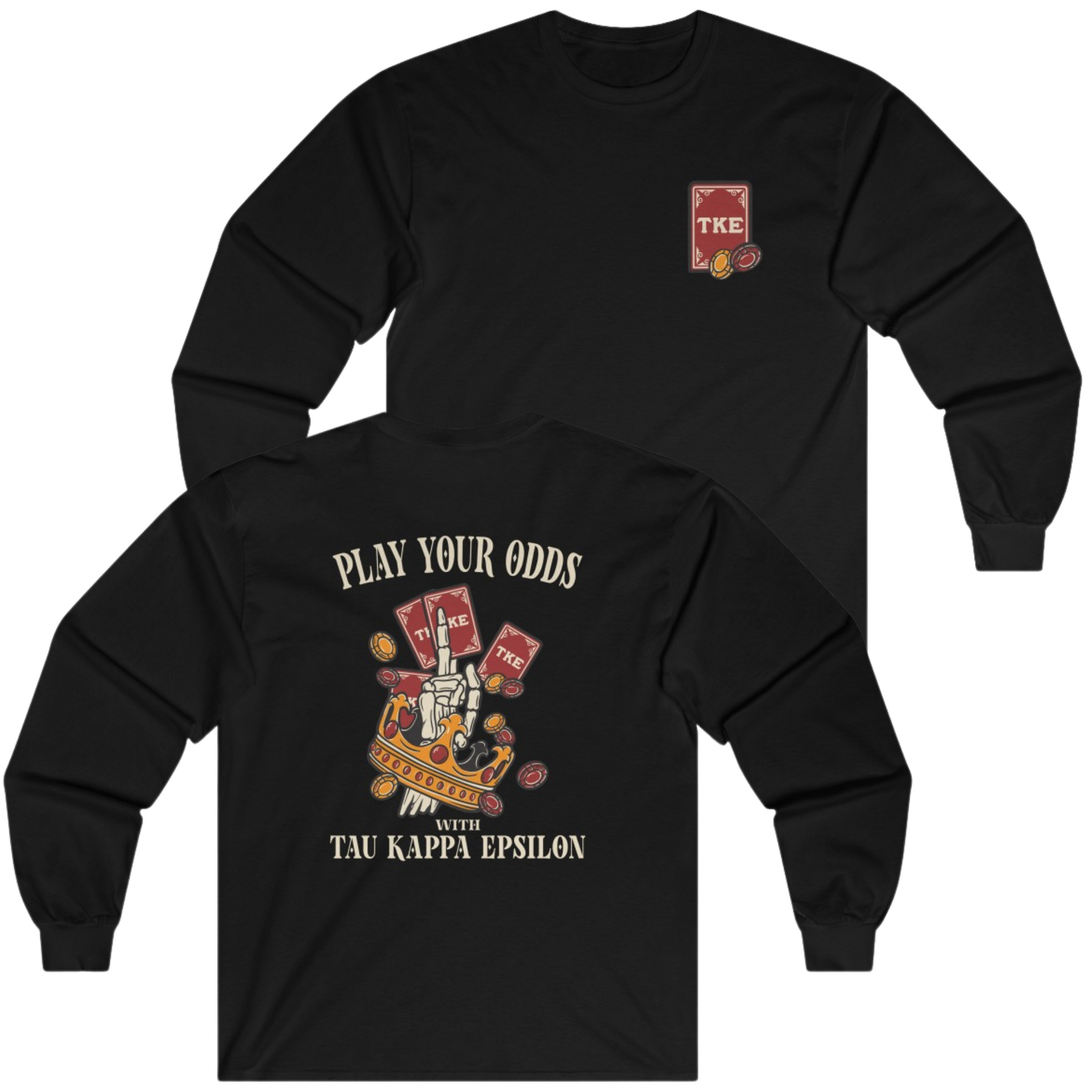 Black Tau Kappa Epsilon Graphic Long Sleeve T-Shirt | Play Your Odds | Tau Kappa Epsilon Fraternity