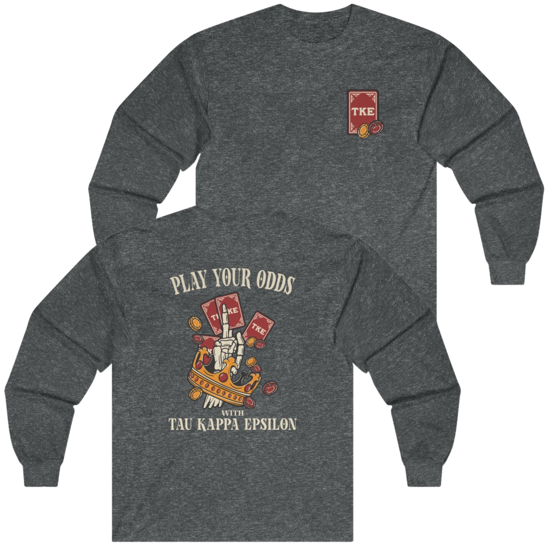 Grey Tau Kappa Epsilon Graphic Long Sleeve T-Shirt | Play Your Odds | Tau Kappa Epsilon Fraternity