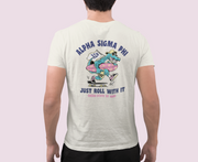 White Alpha Sigma Phi Graphic T-Shirt | Alligator Skater | Alpha Sigma Phi Fraternity Shirt Back Model 
