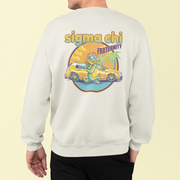 White Sigma Chi Graphic Crewneck Sweatshirt | Cool Croc | Sigma Chi Fraternity Apparel 
