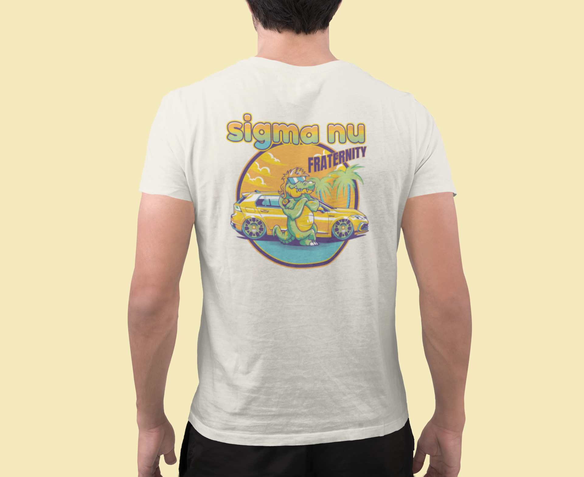 White Sigma Nu Graphic T-Shirt | Cool Croc | Sigma Nu Clothing, Apparel and Merchandise model