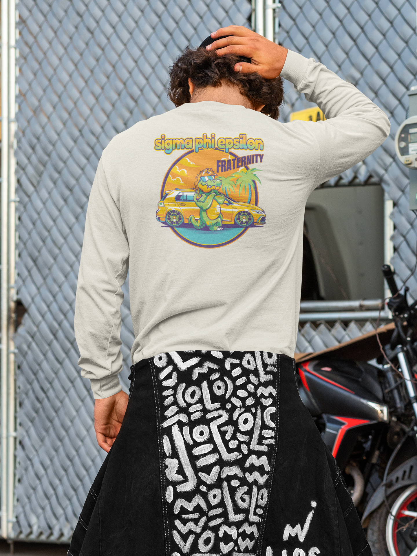 Sigma Phi Epsilon Graphic Long Sleeve | Cool Croc | SigEp Clothing - Campus Apparel model