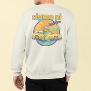 White Sigma Pi Graphic Crewneck Sweatshirt | Cool Croc | Sigma Pi Apparel and Merchandise  model