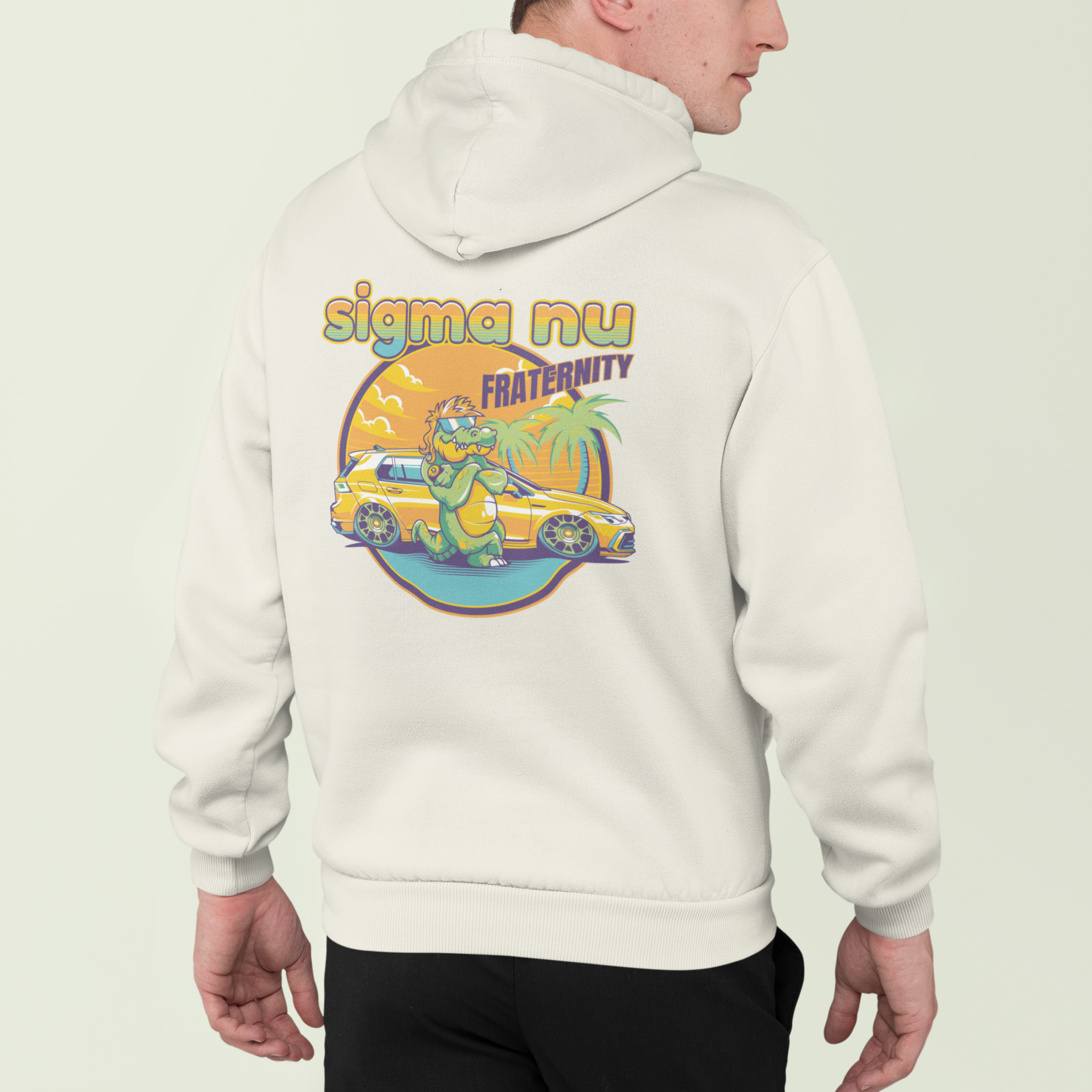 Sigma Nu Graphic Hoodie | Cool Croc | Sigma Nu Clothing, Apparel and Merchandise back model 
