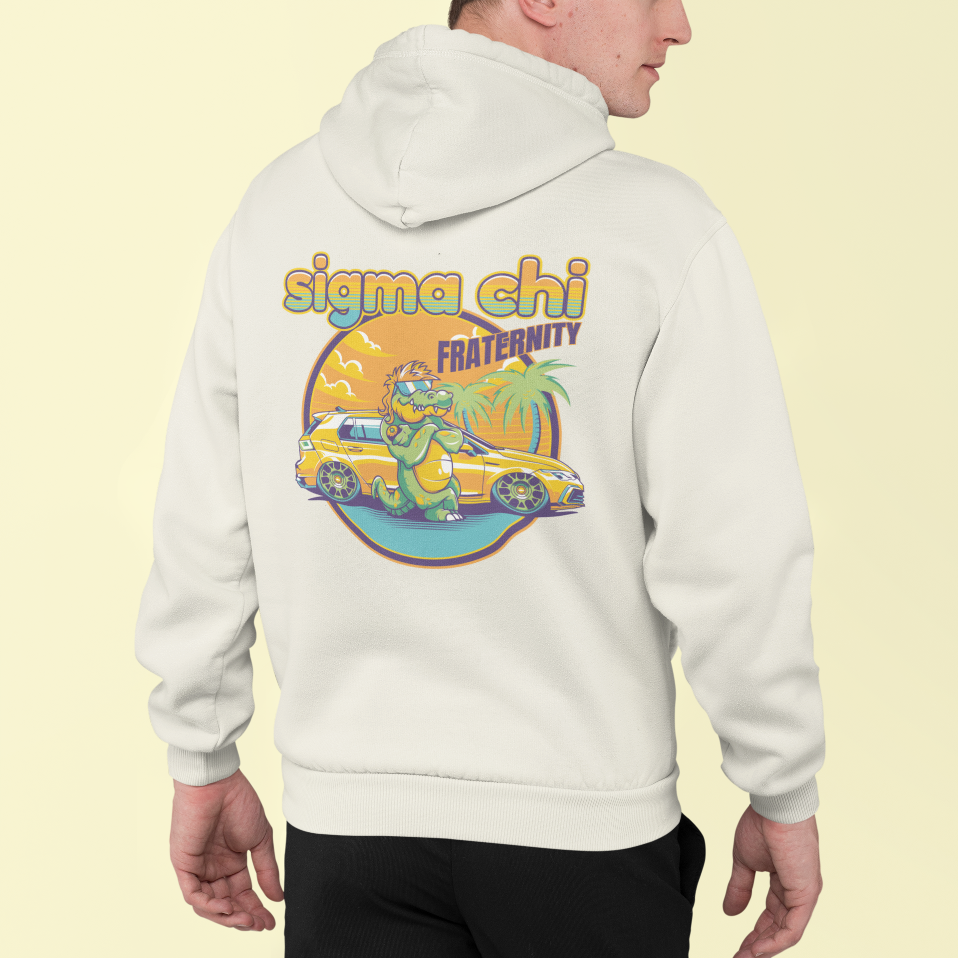 White Sigma Chi Graphic Hoodie | Cool Croc | Sigma Chi Fraternity Apparel