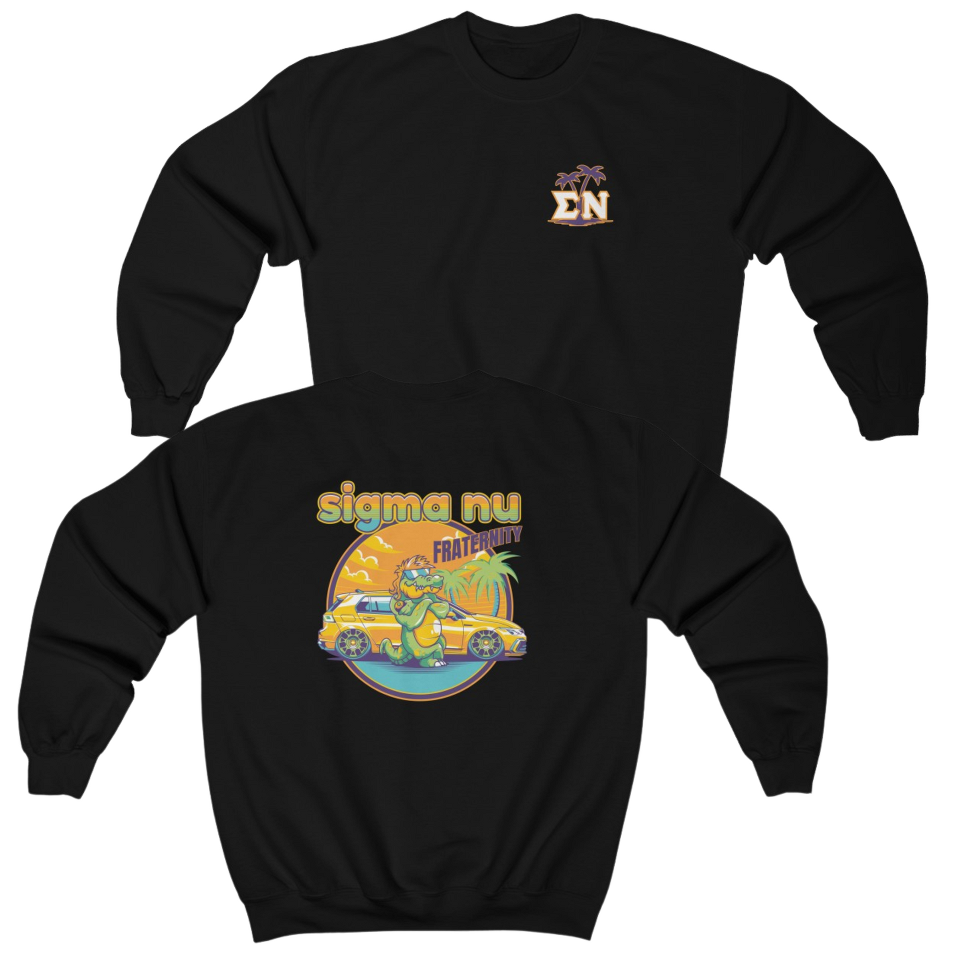 Black Sigma Nu Graphic Crewneck Sweatshirt | Cool Croc | Sigma Nu Clothing, Apparel and Merchandise