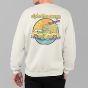 white Alpha Tau Omega Graphic Crewneck Sweatshirt | Cool Croc | Alpha Sigma Phi Fraternity Merch model 