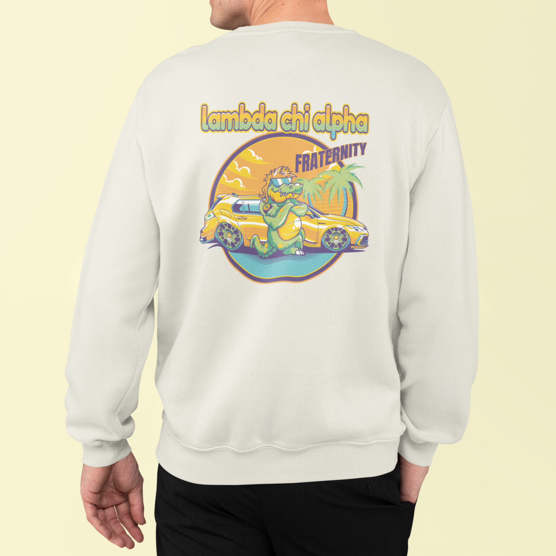 Lambda Chi Alpha Graphic Crewneck Sweatshirt | Cool Croc | Lambda Chi Alpha Fraternity Apparel model 
