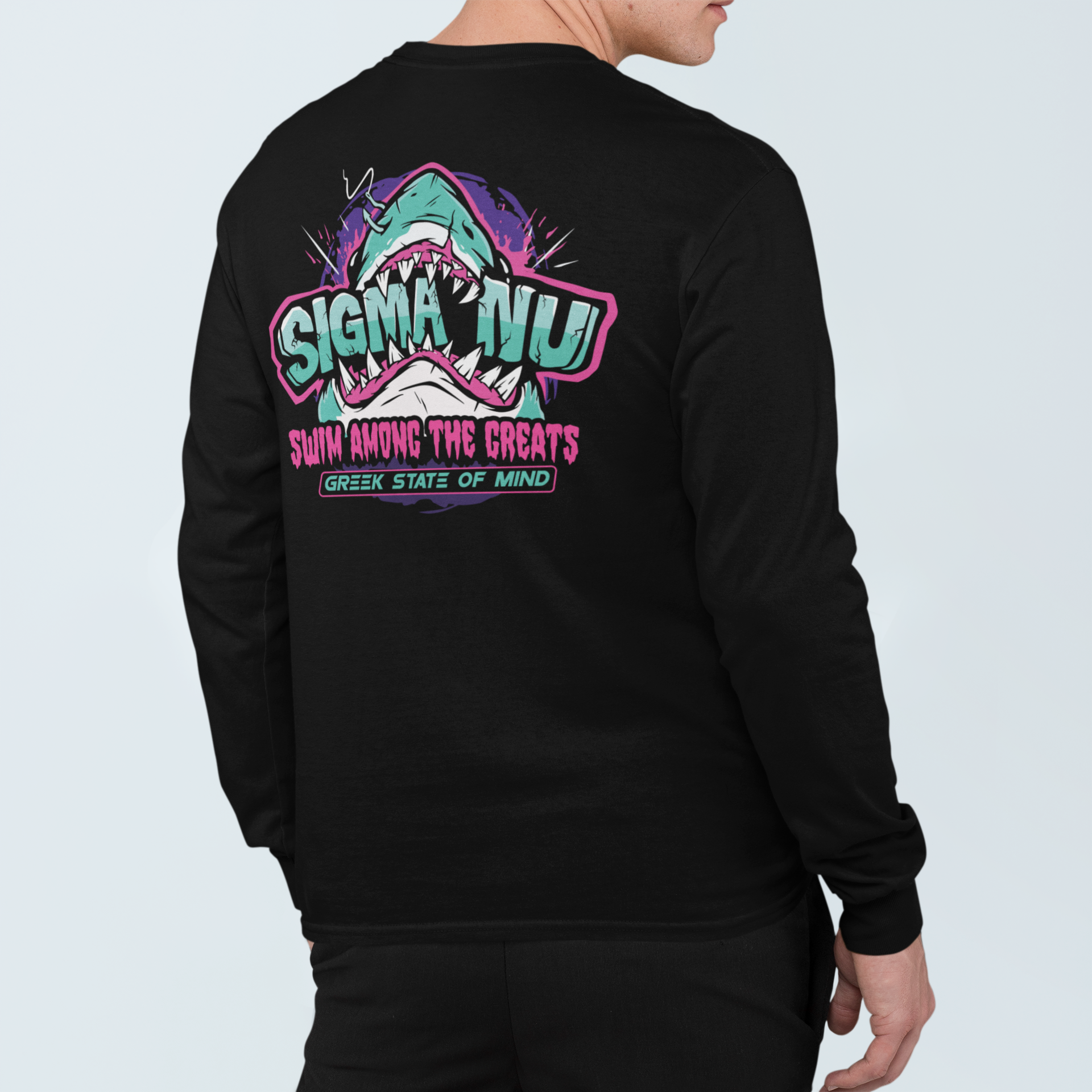 Sigma Nu Graphic Long Sleeve | The Deep End | Sigma Nu Clothing, Apparel and Merchandise model 