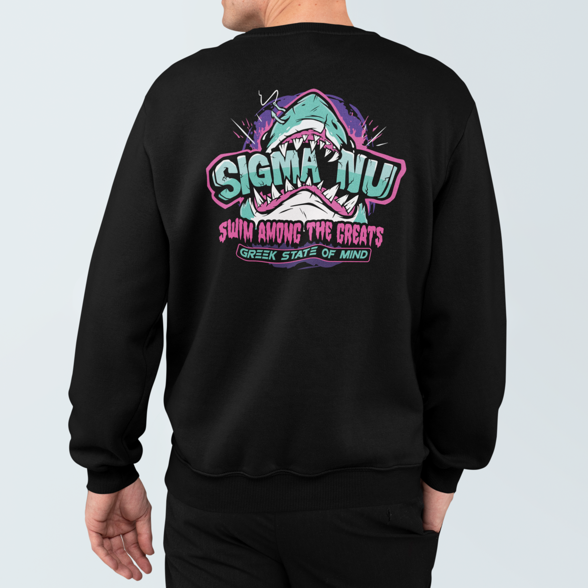 Sigma Nu Graphic Crewneck Sweatshirt | The Deep End | Sigma Nu Clothing, Apparel and Merchandise model 