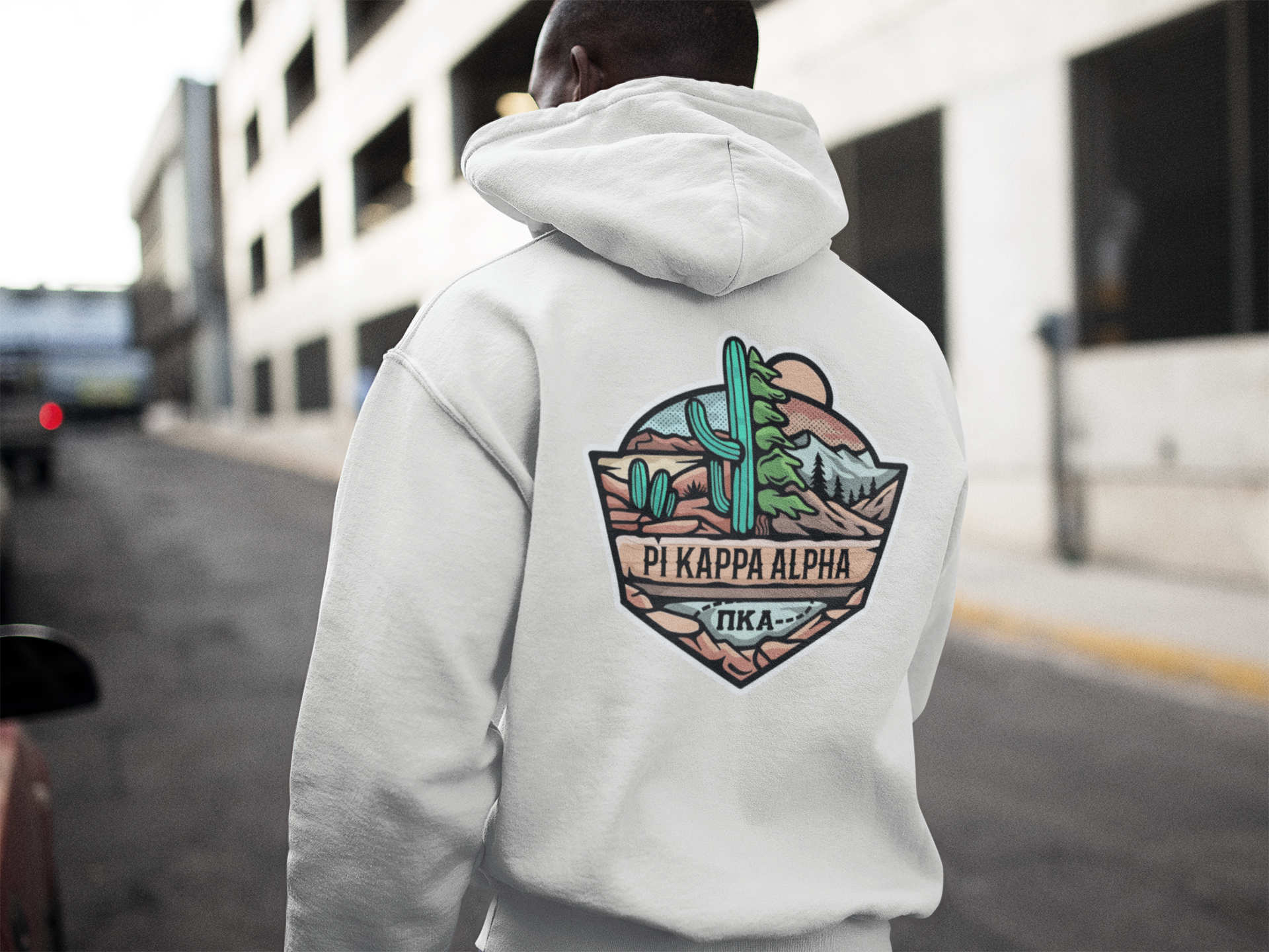 Pi Kappa Alpha Graphic Hoodie | Desert Mountains | Pi kappa alpha fraternity shirt model 