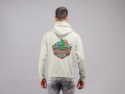 White Sigma Phi Epsilon Graphic Hoodie | Desert Mountains | SigEp Clothing - Campus Apparel back model 