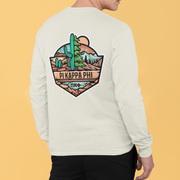 White Pi Kappa Phi Graphic Long Sleeve T-Shirt | Desert Mountains | Pi Kappa Phi Apparel and Merchandise model 