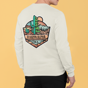 White Pi Kappa Alpha Graphic Long Sleeve T-Shirt | Desert Mountains | Pi kappa alpha fraternity shirt model 