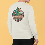 White Sigma Phi Epsilon Graphic Long Sleeve T-Shirt | Desert Mountains | SigEp Clothing - Campus Apparel model 