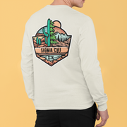 White Sigma Chi Graphic Long Sleeve T-Shirt | Desert Mountains | Sigma Chi Fraternity Apparel model 
