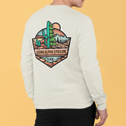 White Sigma Alpha Epsilon Graphic Long Sleeve T-Shirt | Desert Mountains | Sigma Alpha Epsilon Clothing and Merchandise model 