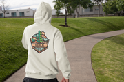 White Sigma Pi Graphic Hoodie | Desert Mountains | Sigma Pi Apparel and Merchandise model 