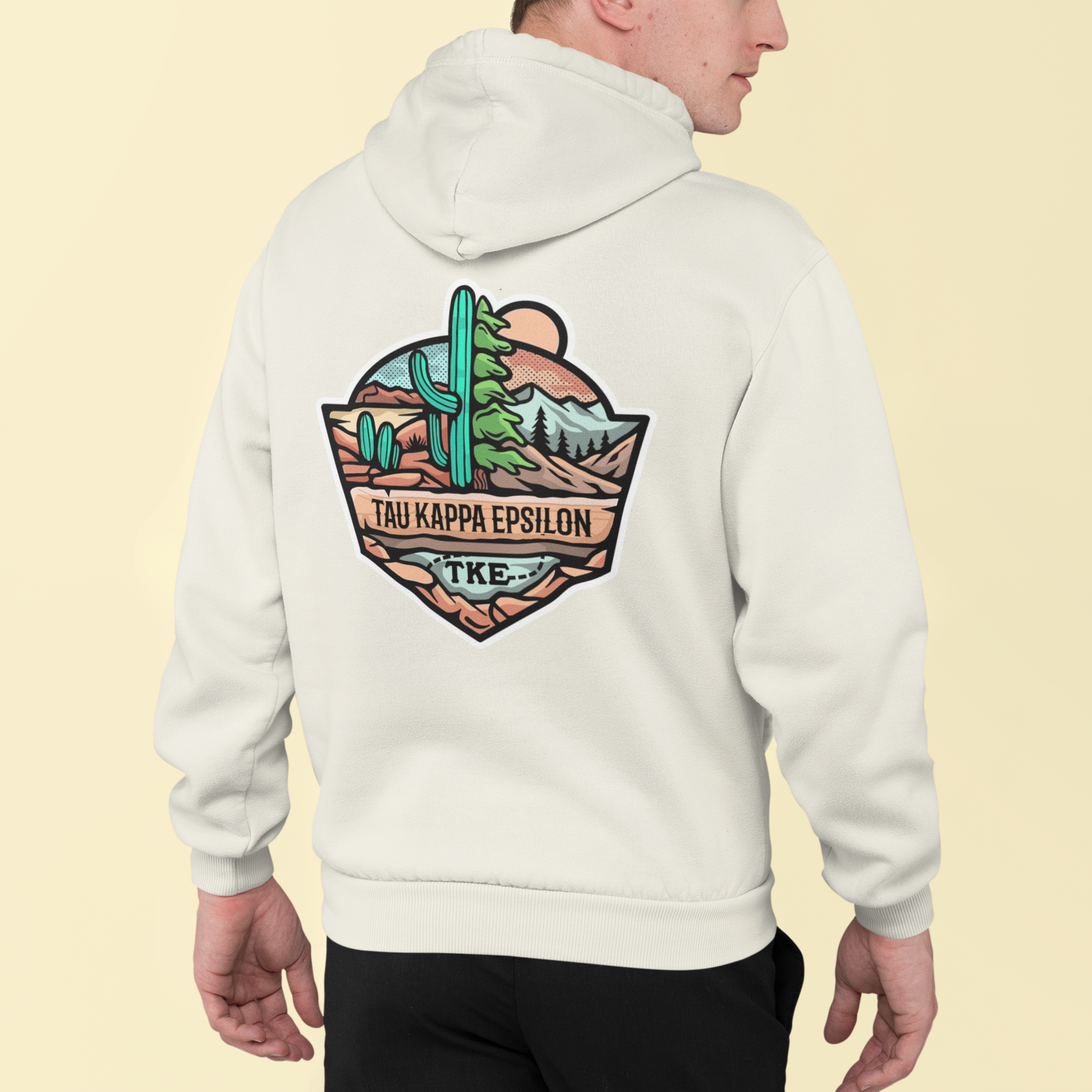 Tau Kappa Epsilon Graphic Hoodie | Desert Mountains | TKE Clothing and Merchandise model 