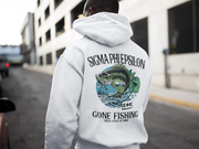 Sigma Phi Epsilon Graphic Hoodie | Gone Fishing | SigEp Clothing - Campus Apparel back model 