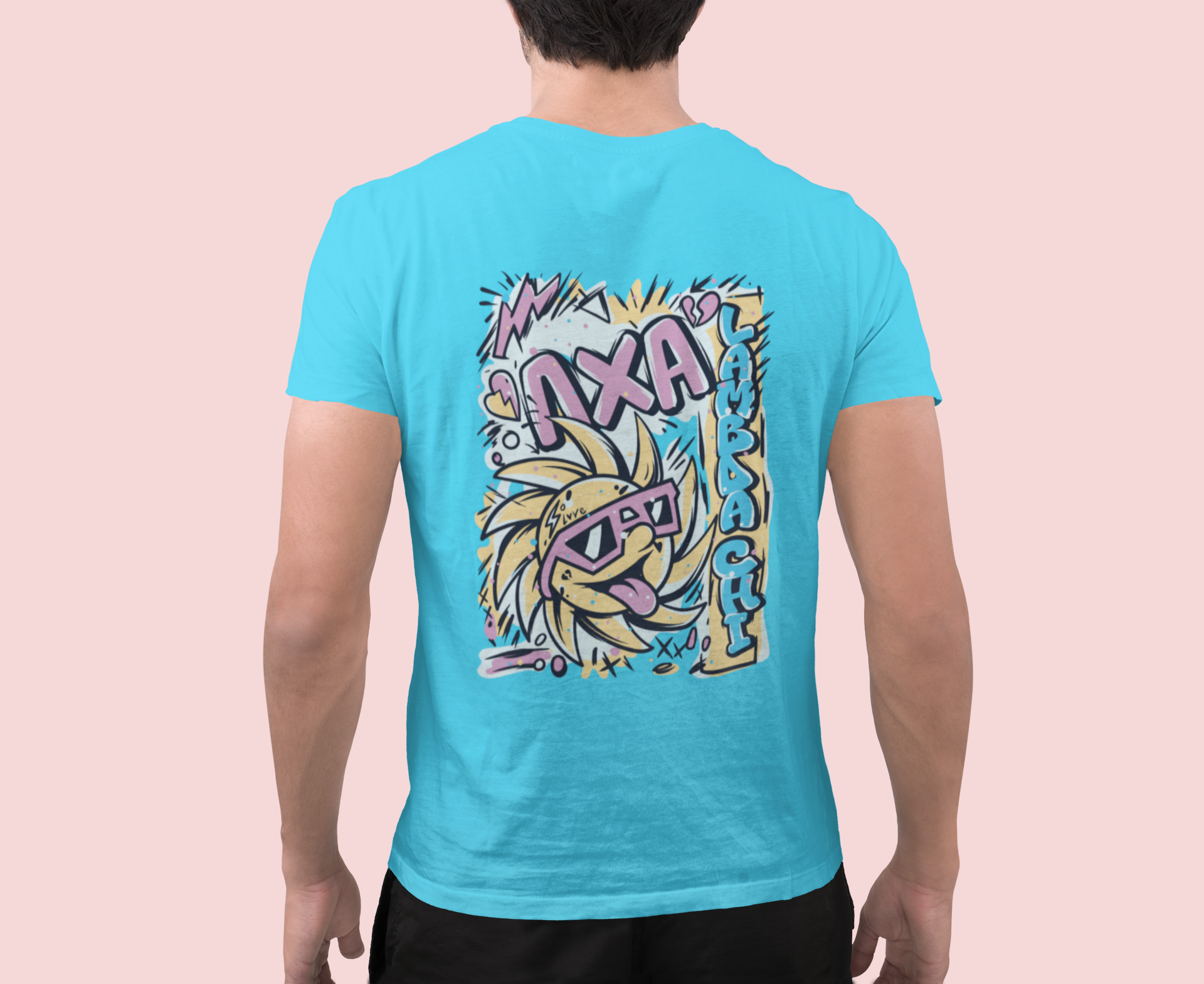 Light Blue Lambda Chi Alpha Graphic T-Shirt | Fun in the Sun | Lambda Chi Alpha Fraternity Apparel model 