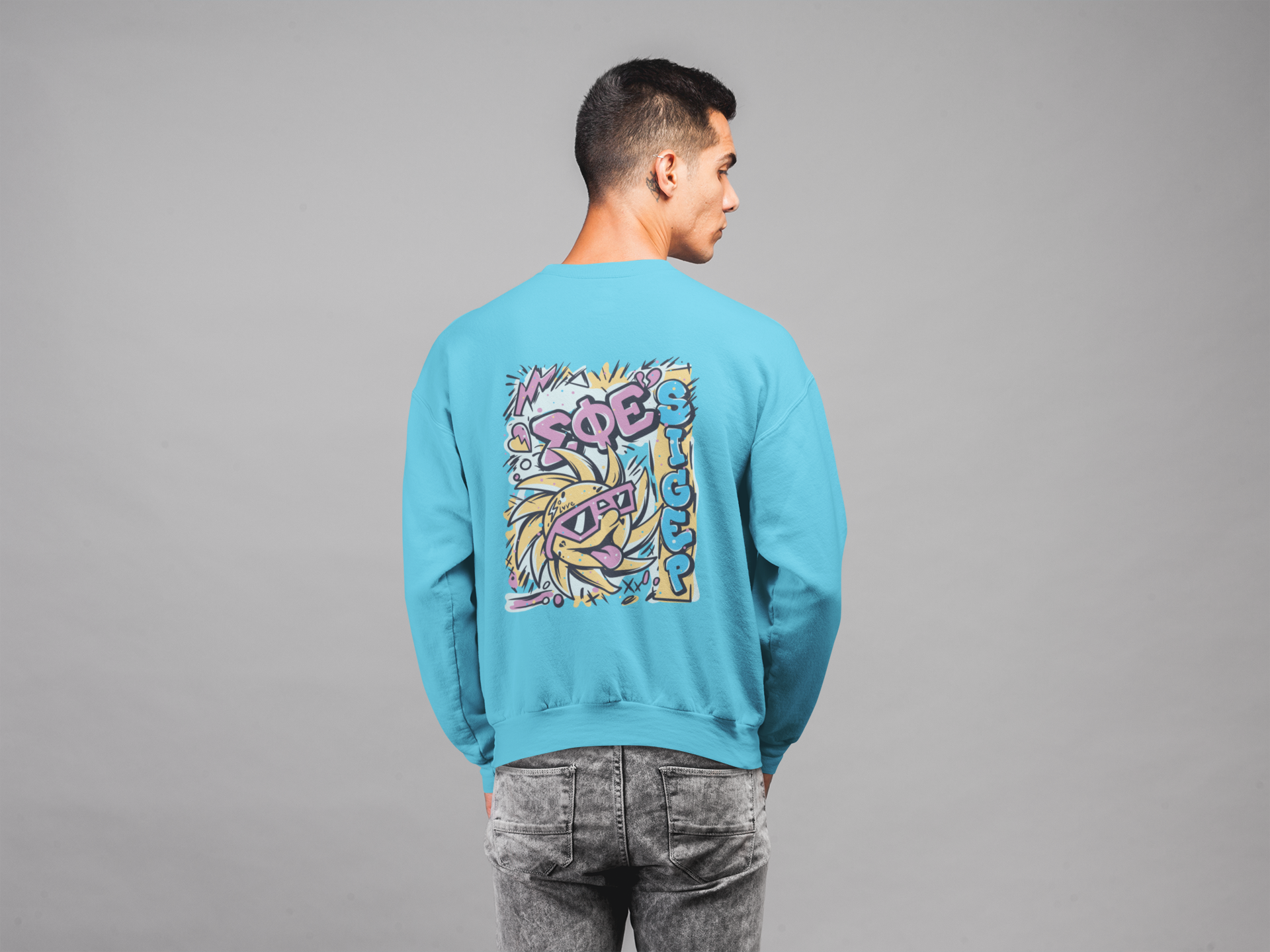 Turquoise Sigma Phi Epsilon Graphic Crewneck Sweatshirt | Fun in the Sun | SigEp Clothing - Campus Apparel