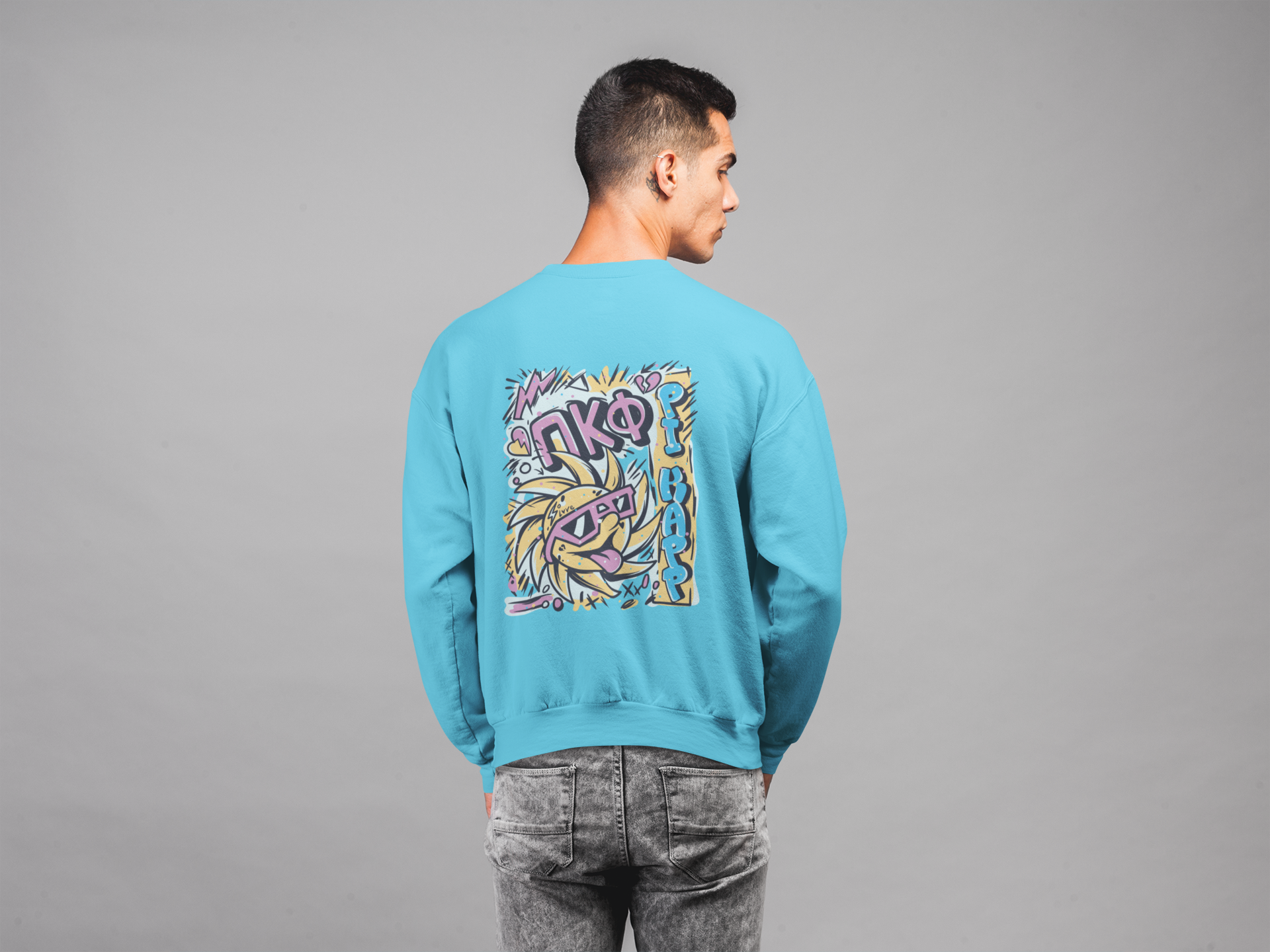Turquoise Pi Kappa Phi Graphic Crewneck Sweatshirt | Fun in the Sun | Pi Kappa Phi Apparel and Merchandise 