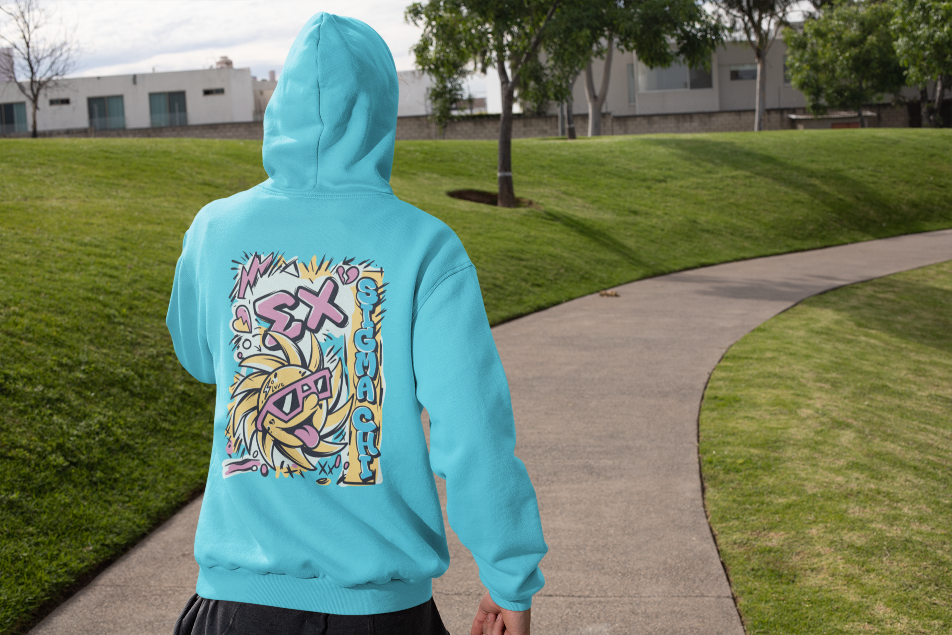 Turquoise Sigma Chi Graphic Hoodie | Fun in the Sun | Sigma Chi Fraternity Apparel