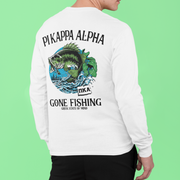 White Pi Kappa Alpha Graphic Long Sleeve T-Shirt | Gone Fishing | Pi kappa alpha fraternity shirt  model 