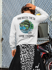 Phi Delta Theta Graphic Long Sleeve T-Shirt | Gone Fishing | phi delta theta fraternity greek apparel model 