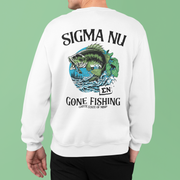 Sigma Nu Graphic Crewneck Sweatshirt | Gone Fishing | Sigma Nu Clothing, Apparel and Merchandise back model 