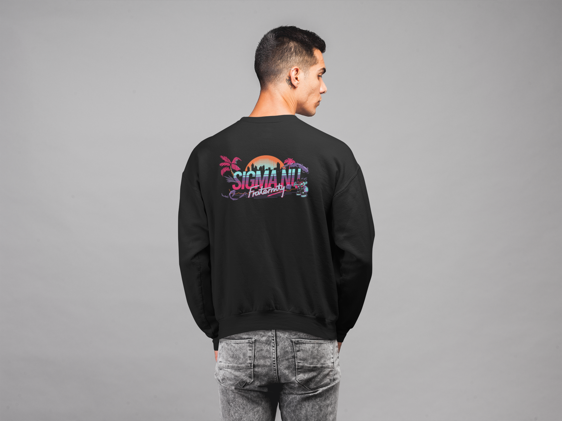Black Sigma Nu Graphic Crewneck Sweatshirt | Jump Street | Sigma Nu Clothing, Apparel and Merchandise model 