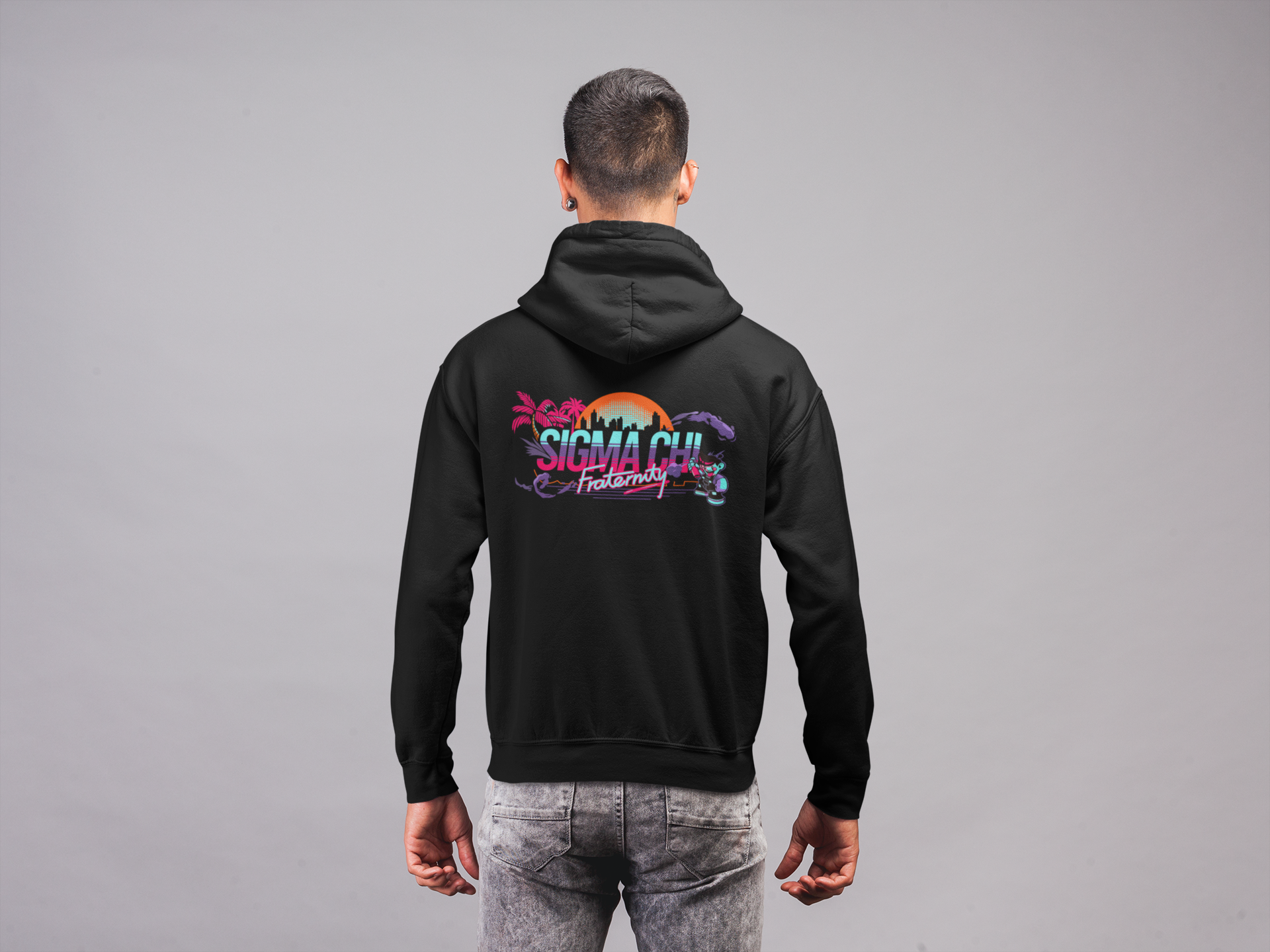 Sigma Chi Graphic Hoodie | Jump Street | Sigma Chi Fraternity Apparel back model 