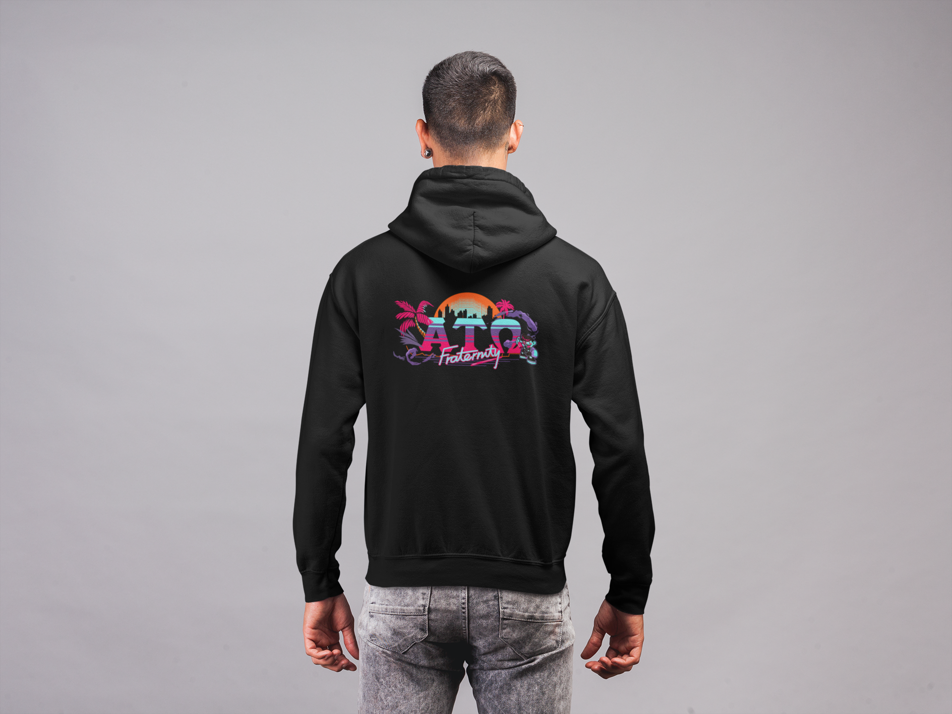 Alpha Tau Omega Graphic Hoodie | Jump Street | Alpha Tau Omega Fraternity Merchandise back model 