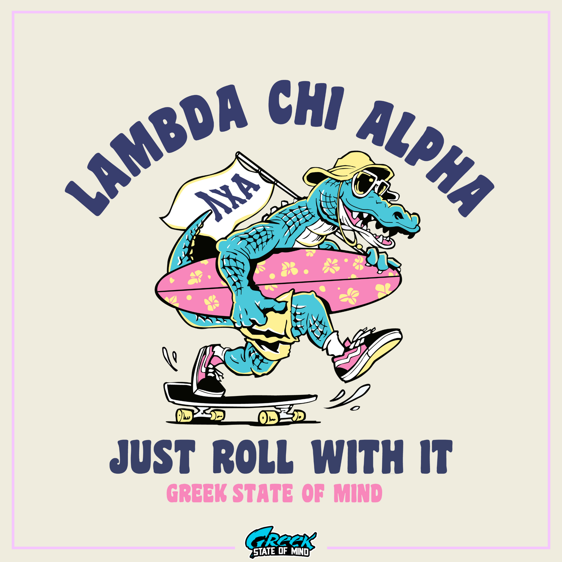 Lambda Chi Alpha Graphic Long Sleeve | Alligator Skater | Lambda Chi Alpha Fraternity Apparel design 