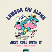 Lambda Chi Alpha Graphic T-Shirt | Alligator Skater | Alpha Tau Omega Fraternity Apparel design 
