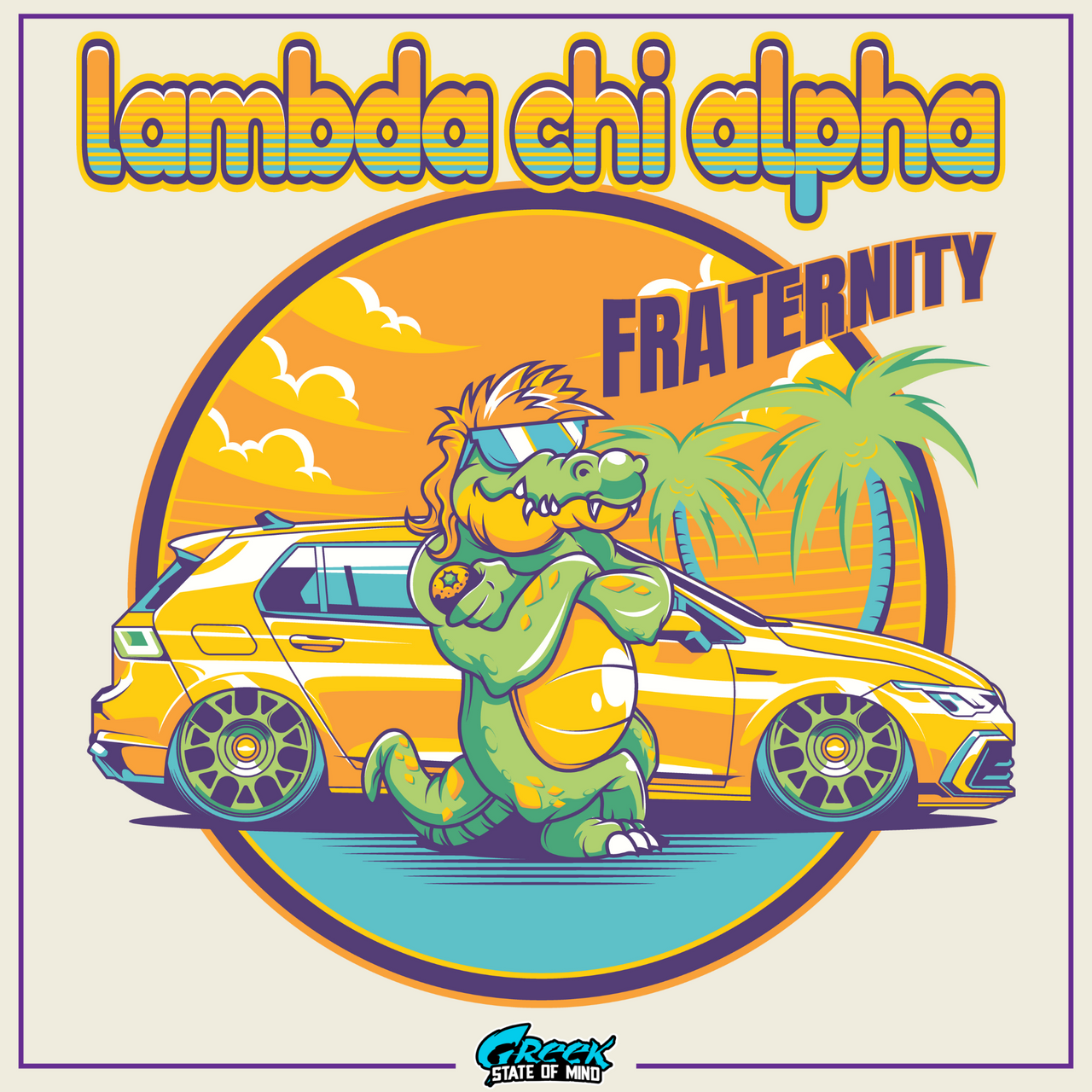 Lambda Chi Alpha Graphic Crewneck Sweatshirt | Cool Croc | Lambda Chi Alpha Fraternity Apparel design