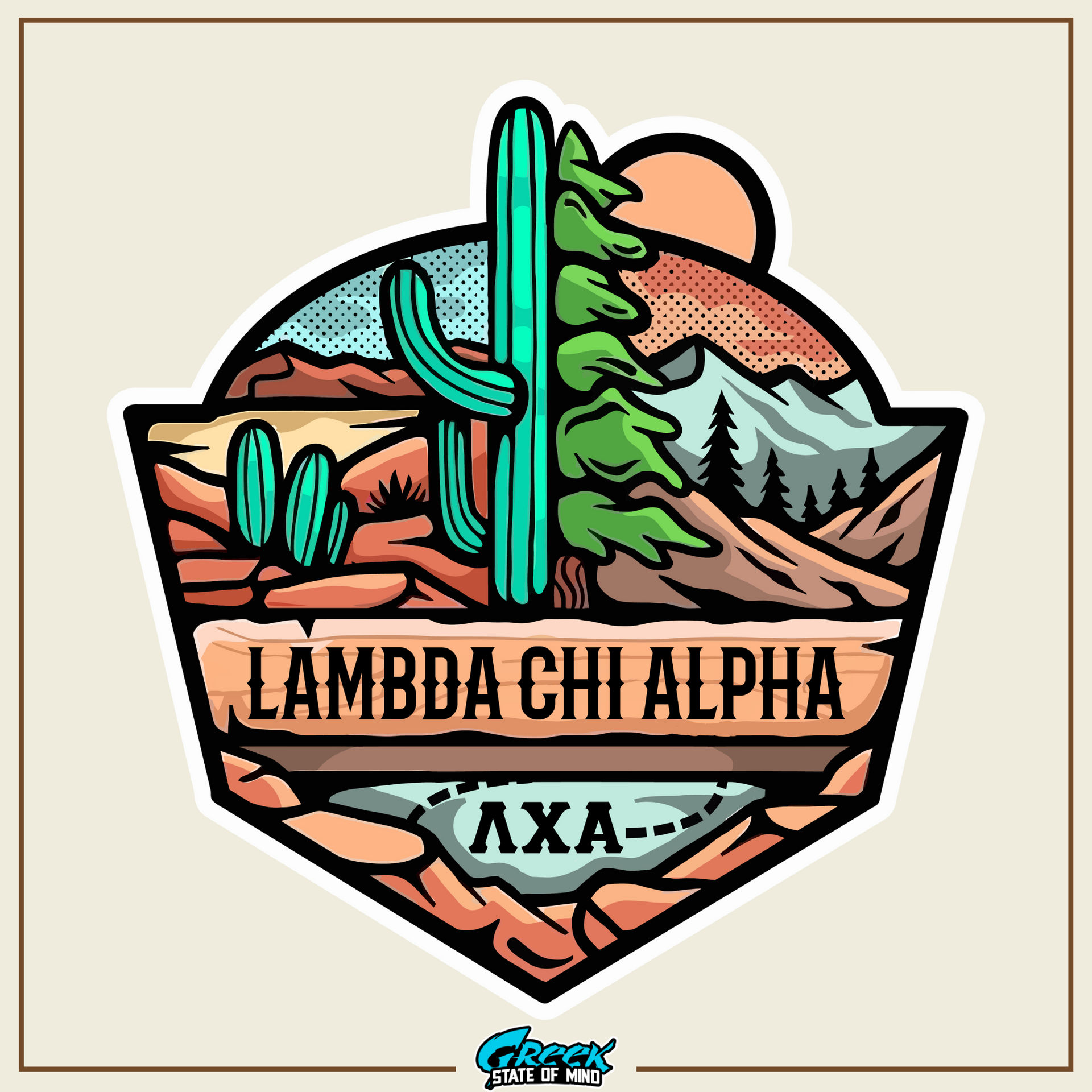Lambda Chi Alpha Graphic Crewneck Sweatshirt | Desert Mountains | Lambda Chi Alpha Fraternity Apparel design 