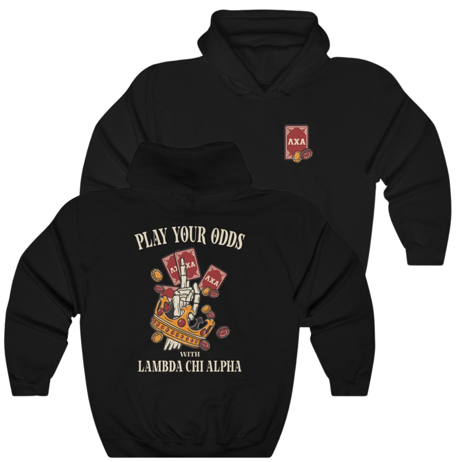 Black Lambda Chi Alpha Graphic Hoodie | Play Your Odds | Lambda Chi Alpha Fraternity Apparel 