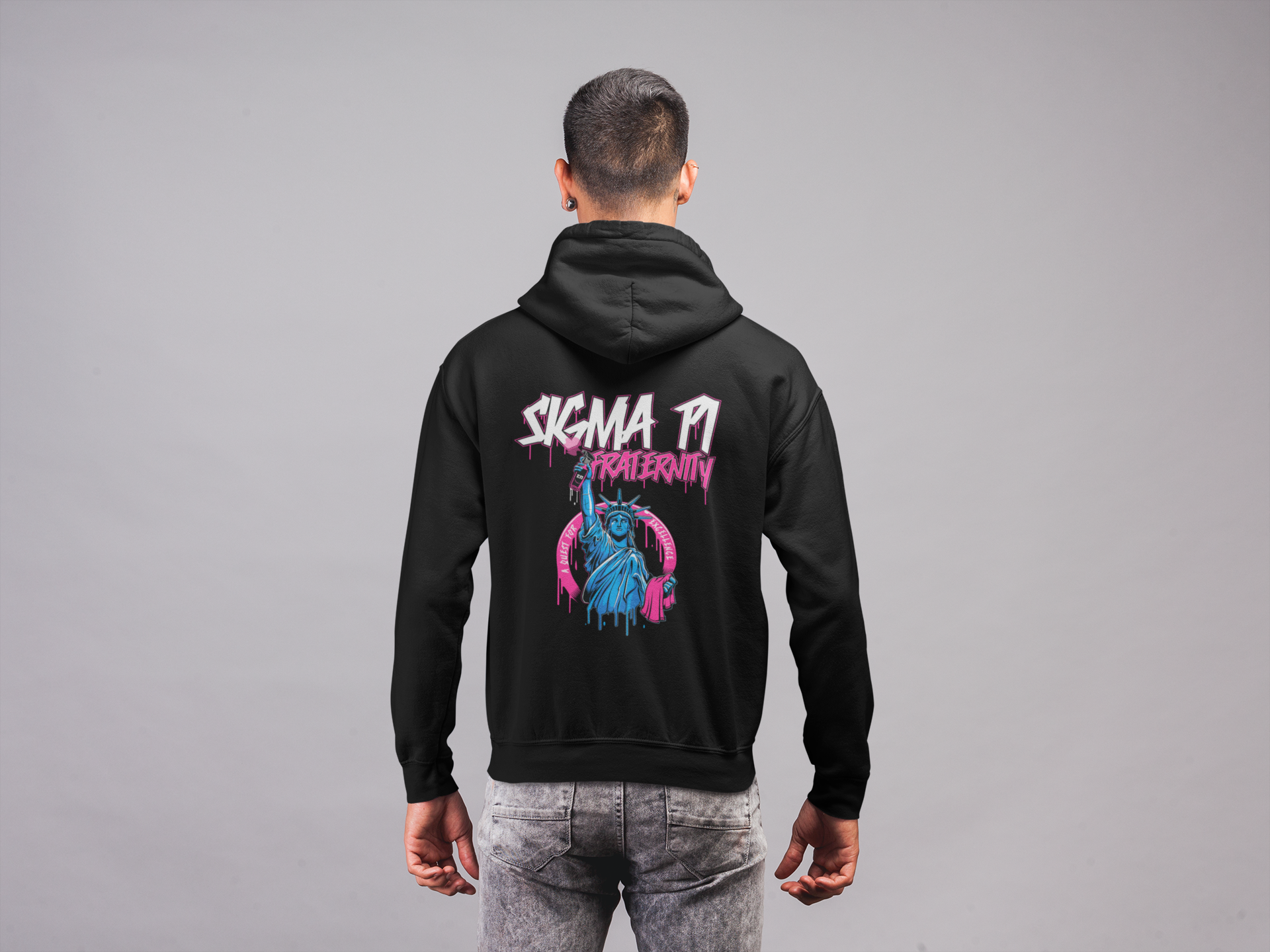 Sigma Pi Graphic Hoodie | Liberty Rebel | Sigma Pi Apparel and Merchandise  back model