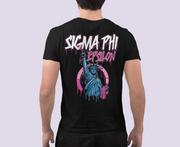 Black Sigma Phi Epsilon Graphic T-Shirt | Liberty Rebel | SigEp Clothing - Campus Apparel model 