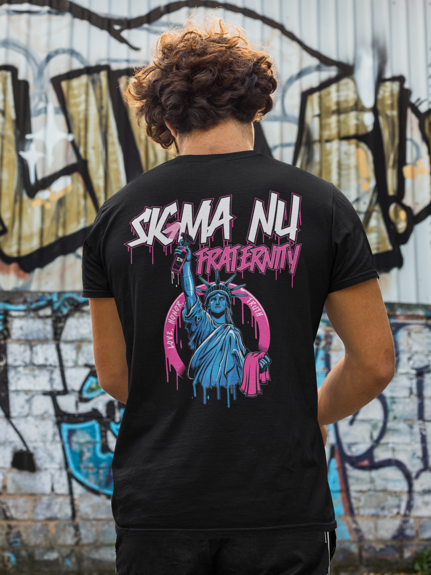 Black Sigma Nu Graphic T-Shirt | Liberty Rebel | Sigma Nu Clothing, Apparel and Merchandise model 