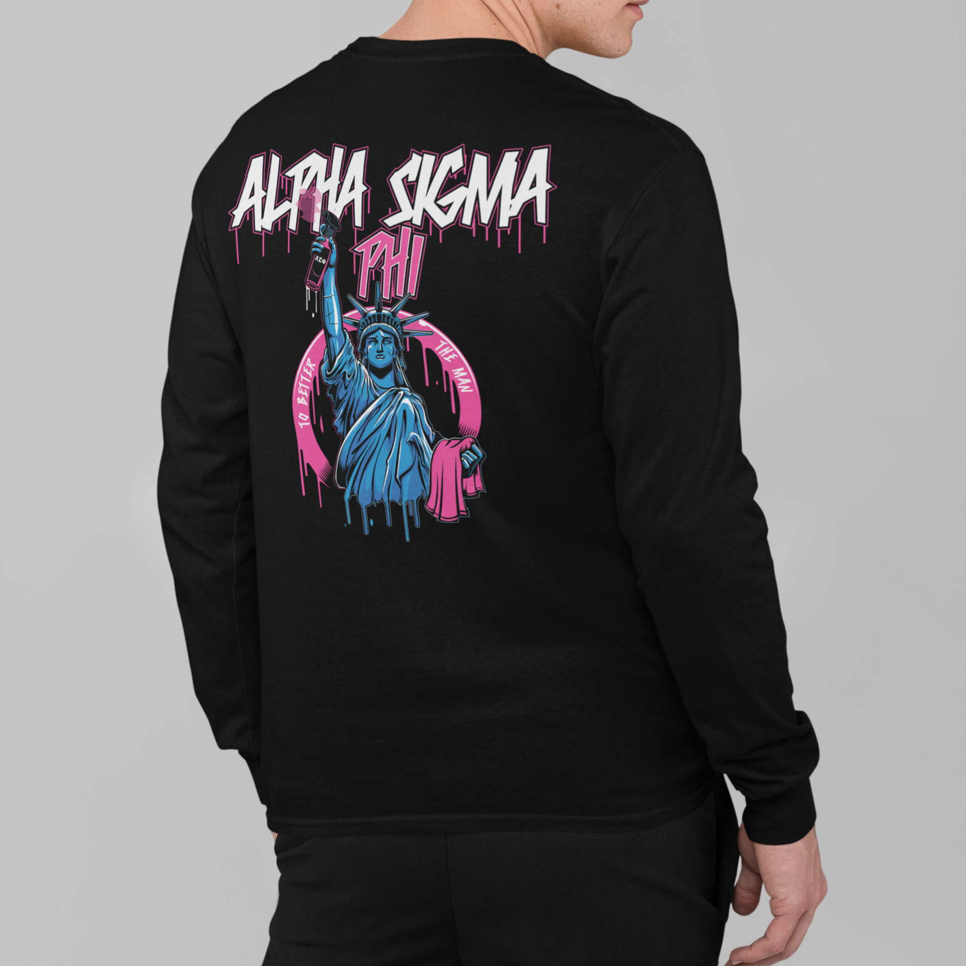 Alpha Sigma Phi Graphic Long Sleeve | Liberty Rebel | Alpha Sigma Phi Fraternity Shirt back model  